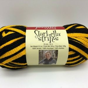 Premier Yarns Starbella Stripes Stinger Yellow Black #17-06 1 Skein Ruffle Yarn